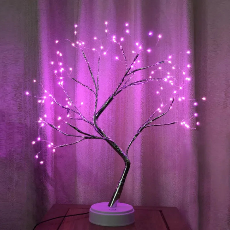 USB Bonsai Lamp Gypsophila Christmas Tree Night Light Touch Copper Wire Table Lamp for Room Desk Holiday Lighting Party Decor