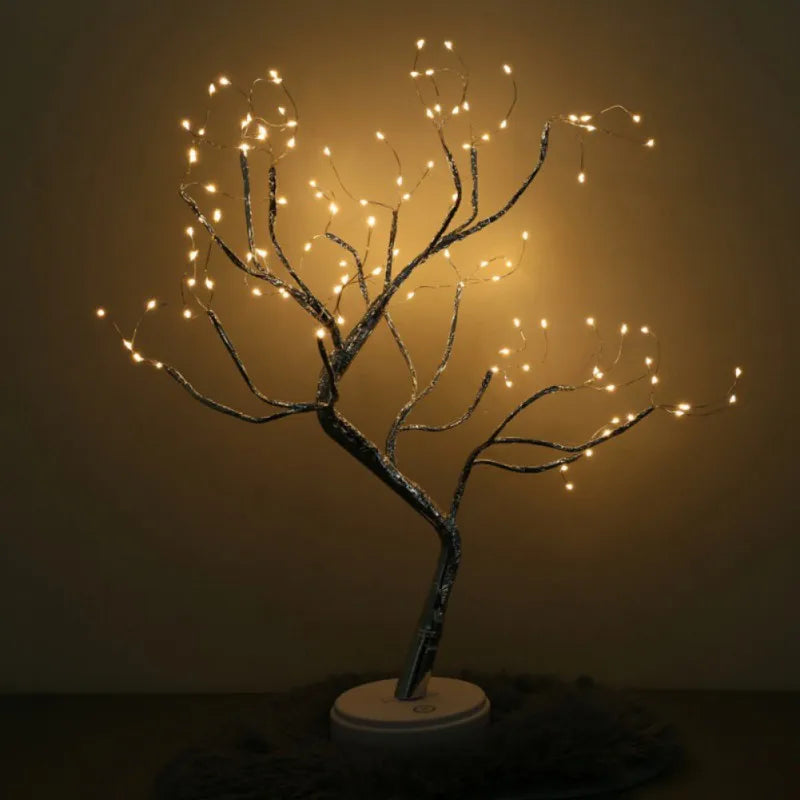 USB Bonsai Lamp Gypsophila Christmas Tree Night Light Touch Copper Wire Table Lamp for Room Desk Holiday Lighting Party Decor