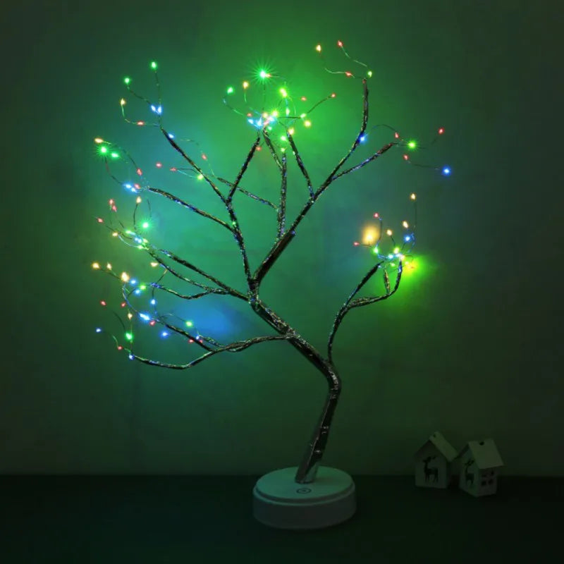 USB Bonsai Lamp Gypsophila Christmas Tree Night Light Touch Copper Wire Table Lamp for Room Desk Holiday Lighting Party Decor